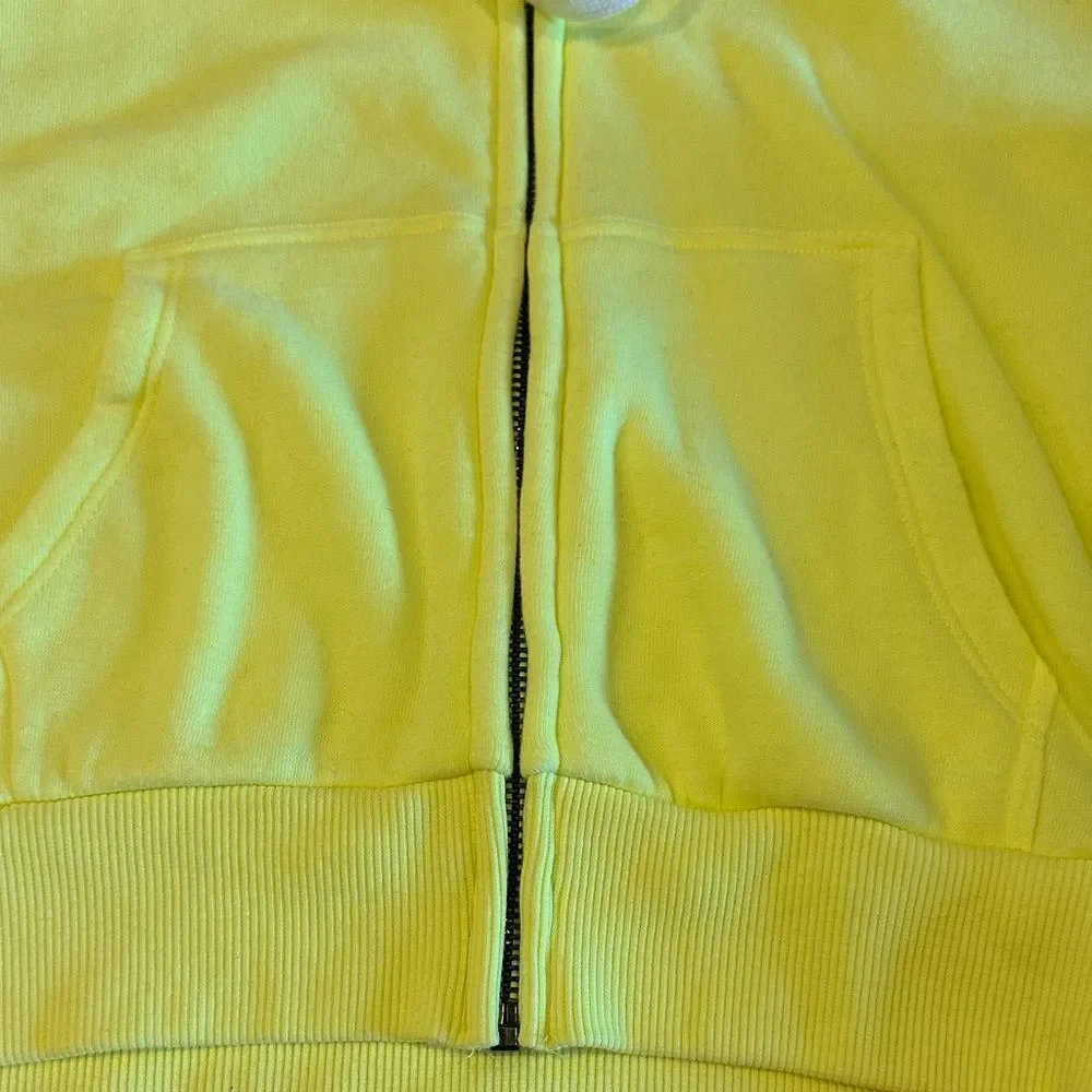 Katie J NYC Girls Bright Yellow Zip-Up Cropped Hoodie - Size XS